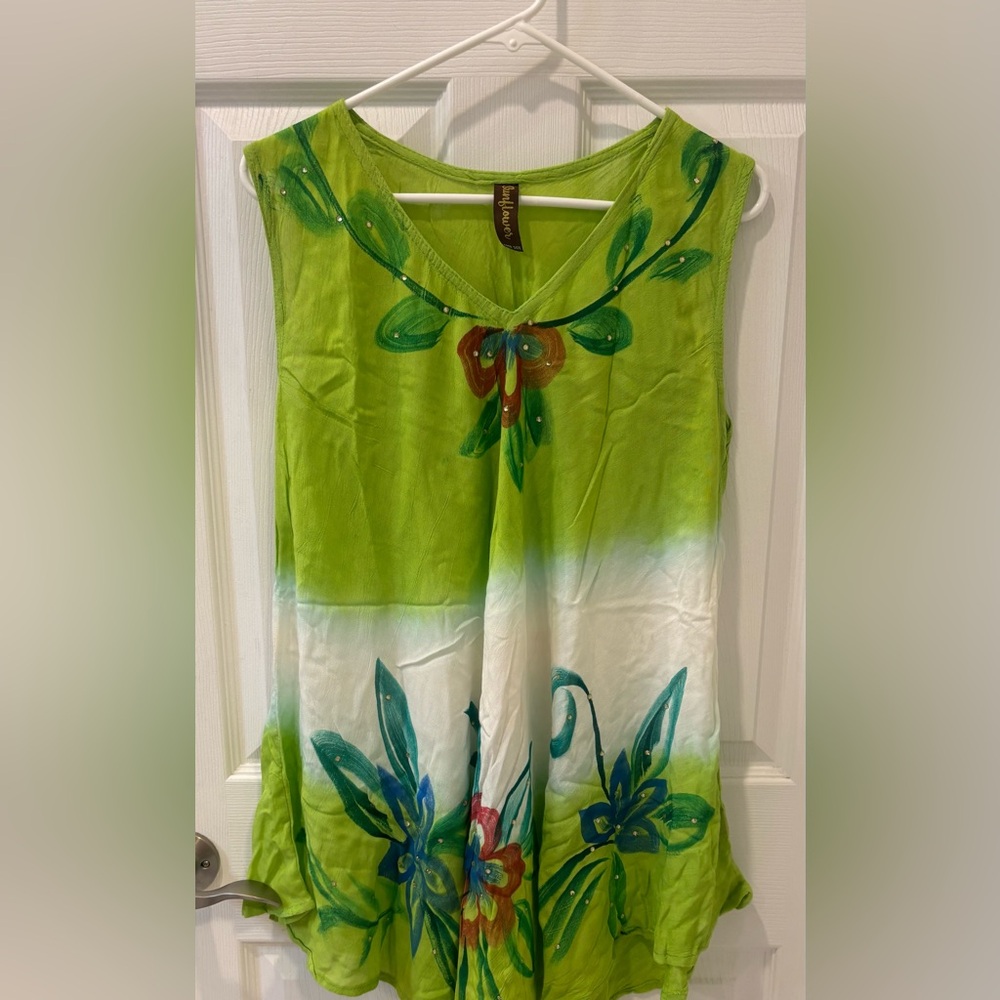 Sunflower Tie Dye Floral Beach Cover ups - Picture 2 of 9